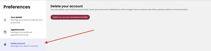 Delete account preferences